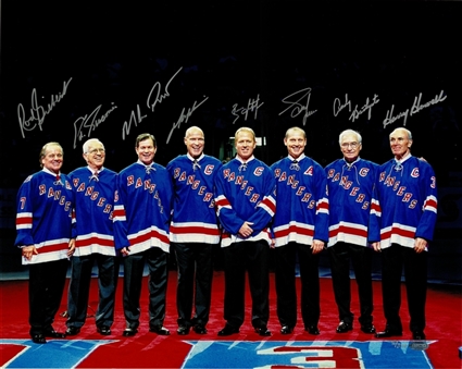 New York Rangers Legends Multi Signed 16x20 Photo With 8 Signatures Including Messier & Leetch (LE 2/500) (Steiner)